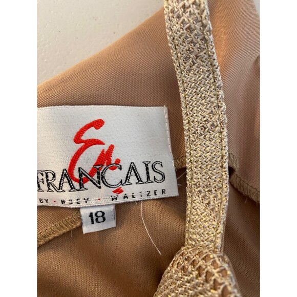 En Francais By Huey Waltzer Formal Maxi Dress w/ Jacket Gold Glitter Size 18 - Picture 8 of 16